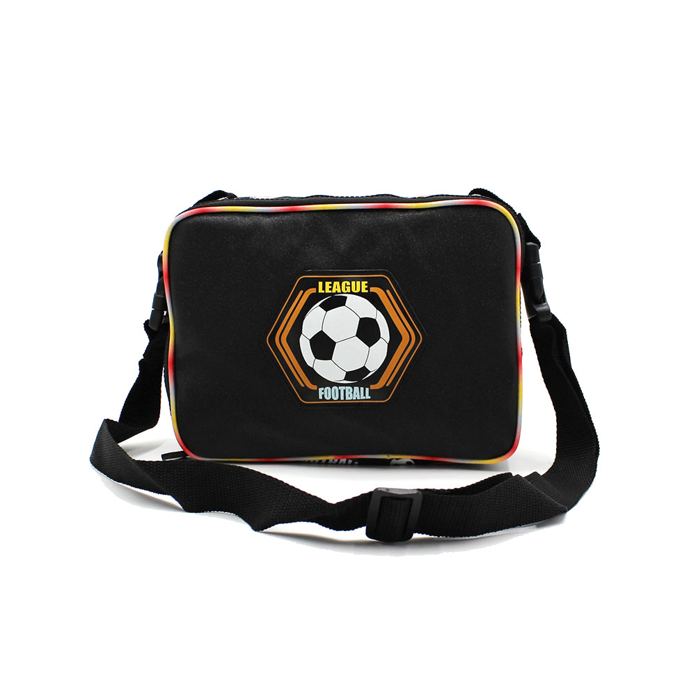 Bolsa de xantar para nenos de debuxos animados de fútbol negro