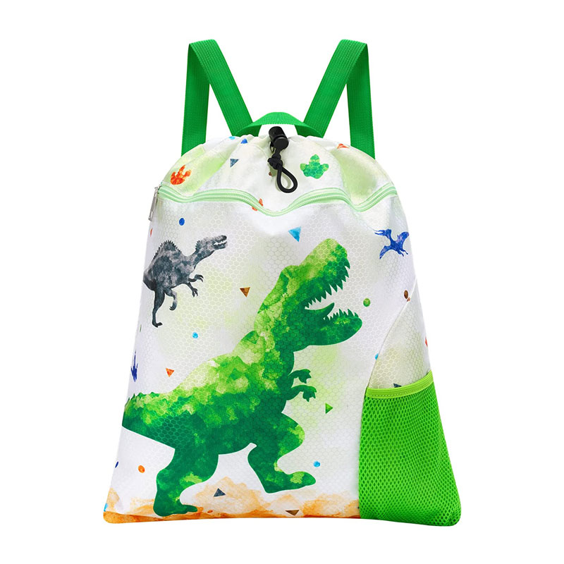 Linda mochila con cordón para nenos con dinosauros de gran capacidade