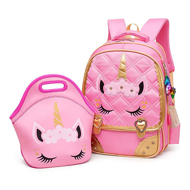 Bonita mochila impermeable de unicornio princesa estudante