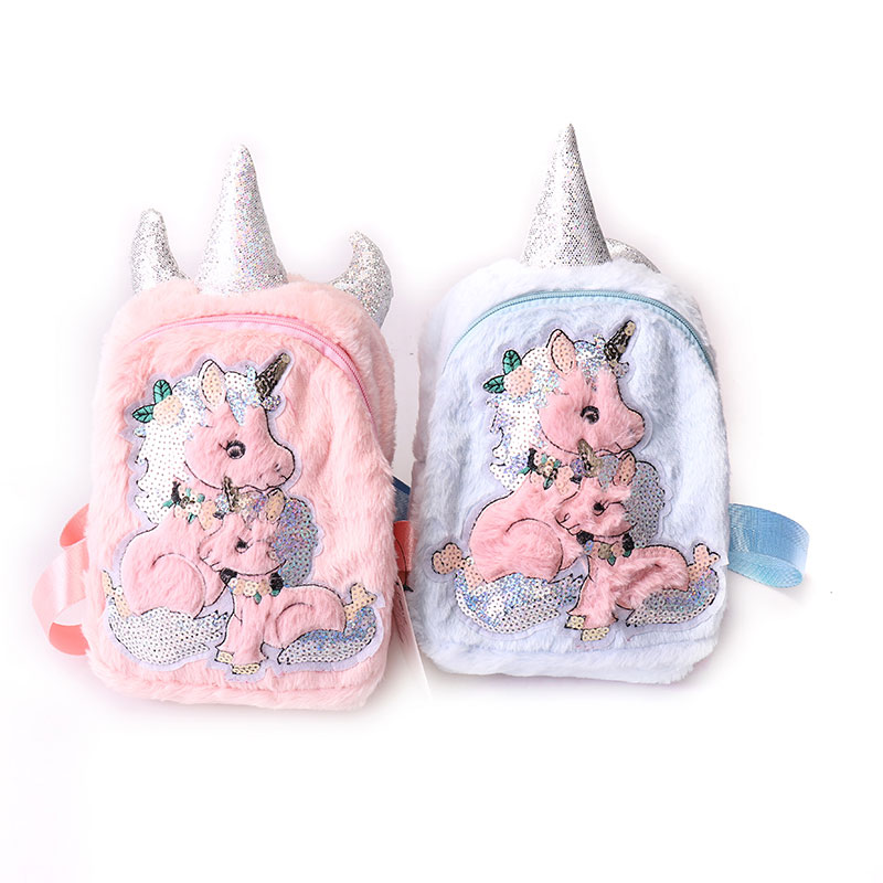 Mochila escolar de unicornio de peluche